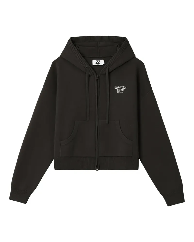 Izzue logo-embroidered zip-up hoodie - Schwarz Schwarz