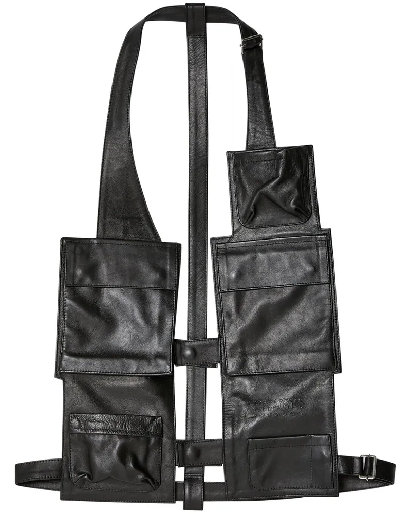 Maison Margiela Lederweste mit Taschen - Schwarz Schwarz