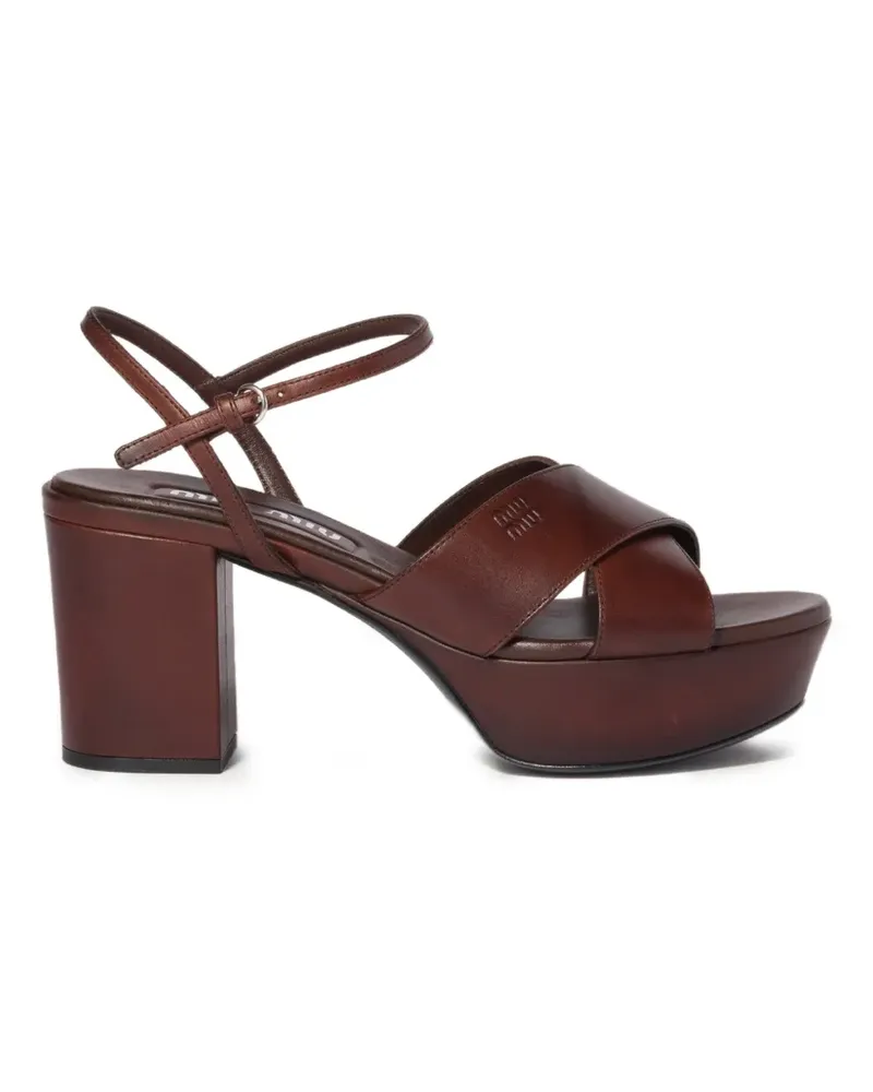 Miu Miu leather platform sandals - Braun Braun