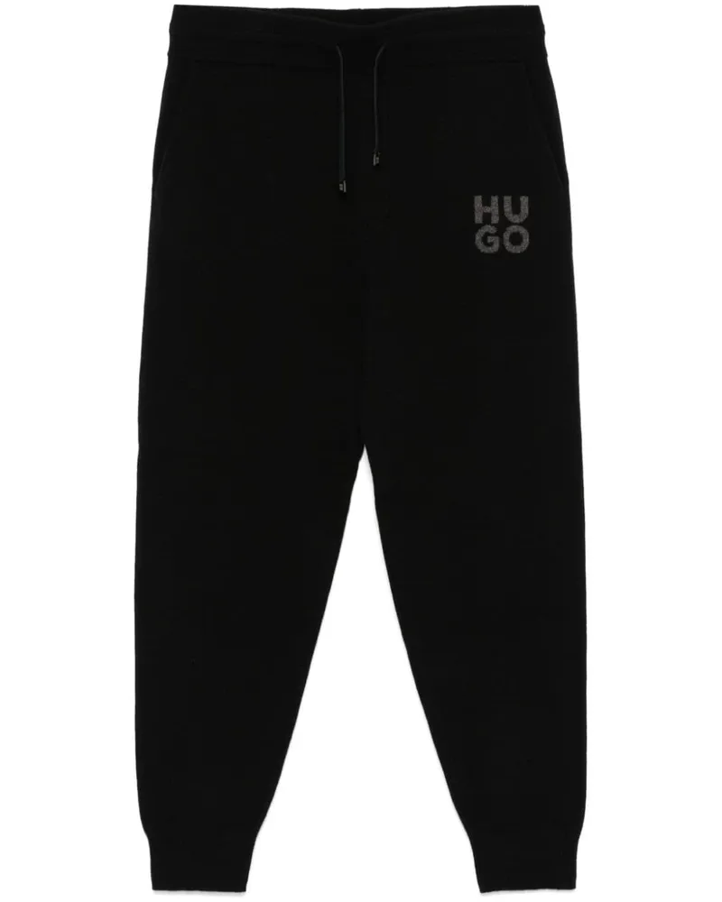 HUGO BOSS Hose mit Jacquard-Logo - Schwarz Schwarz