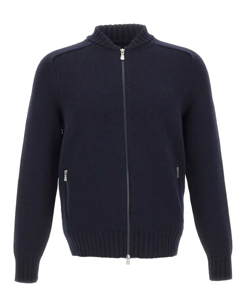 Gran Sasso Super Geelong zip-up ribbed cardigan - Blau Blau