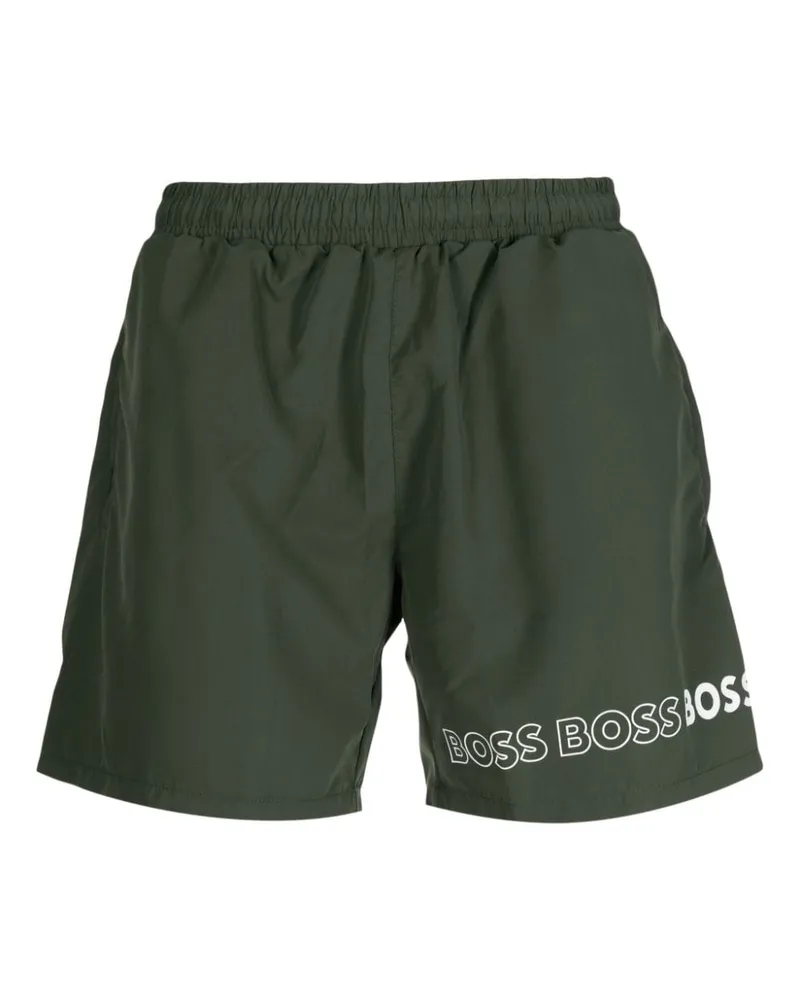 HUGO BOSS Dolphin Badeshorts mit Logo-Print - Grün Grün