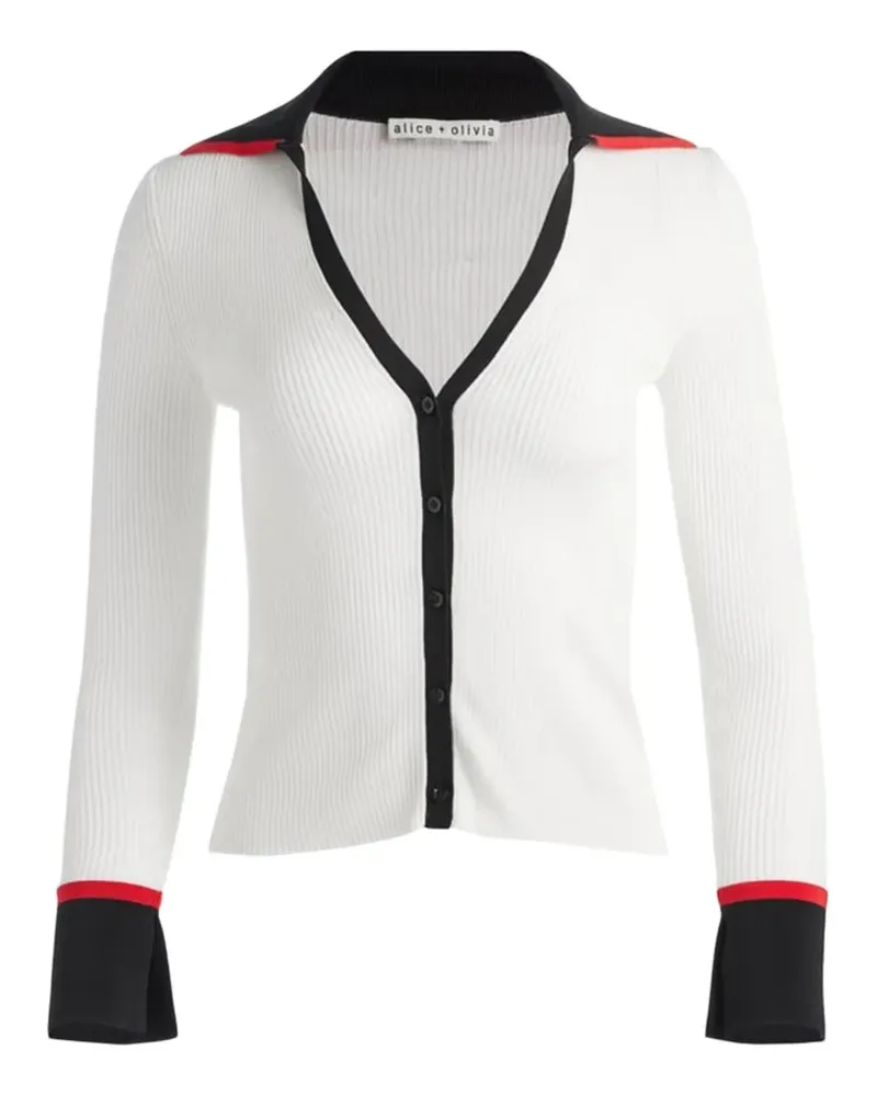 Alice + Olivia Gerippter Cardigan - Weiß Weiß