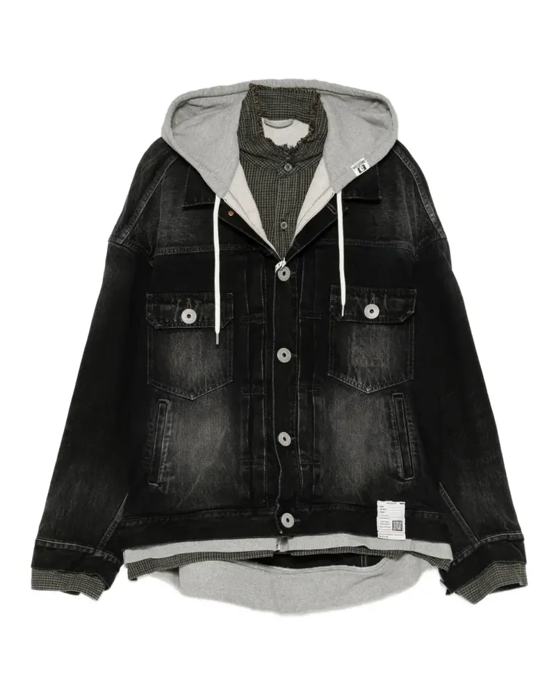 MIHARAYASUHIRO Jeansjacke im Layering-Look - Schwarz Schwarz