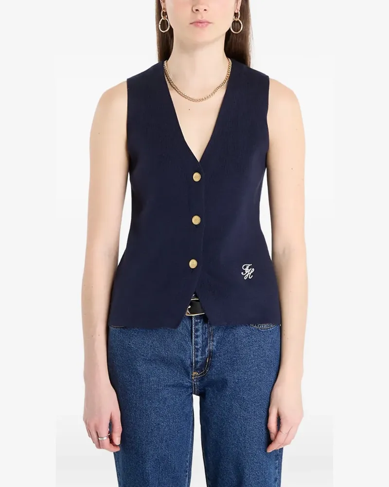 Tommy Hilfiger logo-embroidered V-neck waistcoat - Blau Blau