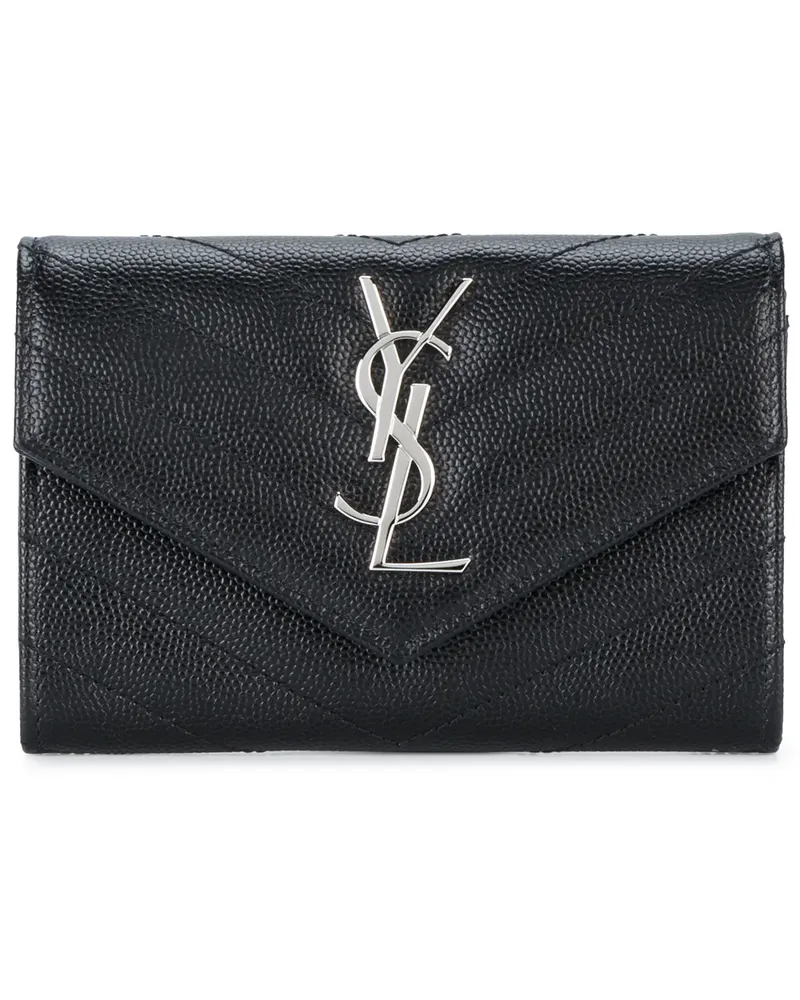 Saint Laurent Kleines Portemonnaie mit YSL-Monogramm - Schwarz Schwarz