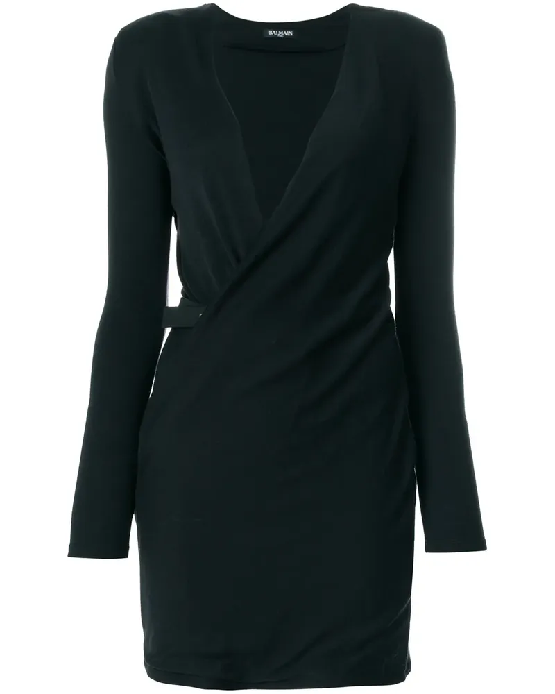 Balmain v-neck crossover dress - Schwarz Schwarz