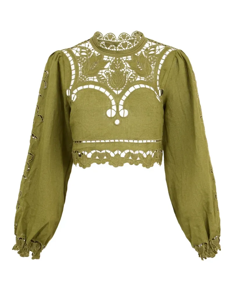 FARM Rio Majestic Garden open-work blouse - Grün Grün