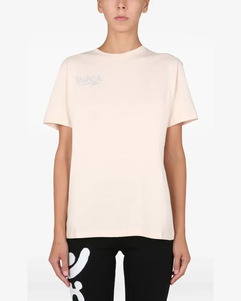 DISCLAIMER T-Shirt mit Strass-Logo - Weiß Weiß