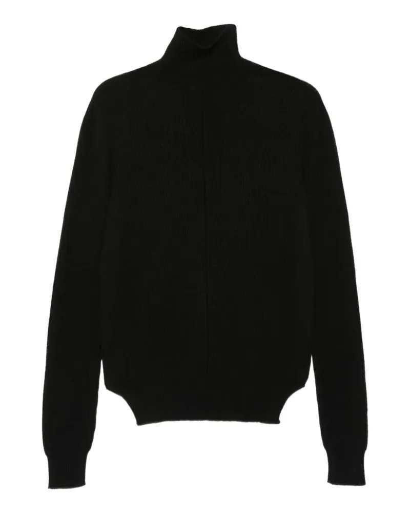 Rick Owens Gerippter Fisherman Rollkragenpullover - Schwarz Schwarz