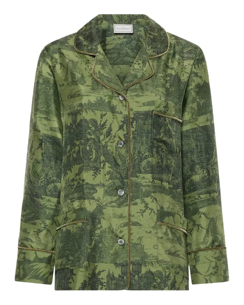 Pierre-Louis Mascia landscape-print silk shirt - Grün Grün
