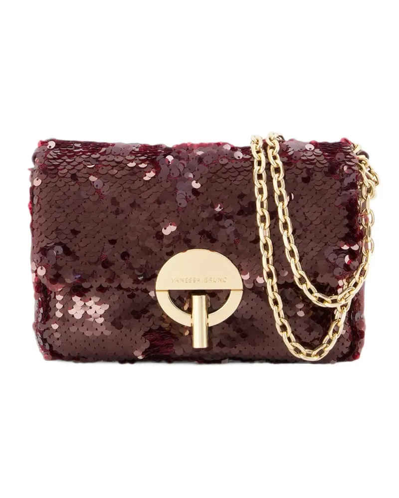 Vanessa Bruno Kleine Moon Schultertasche mit Pailletten - Rot Rot