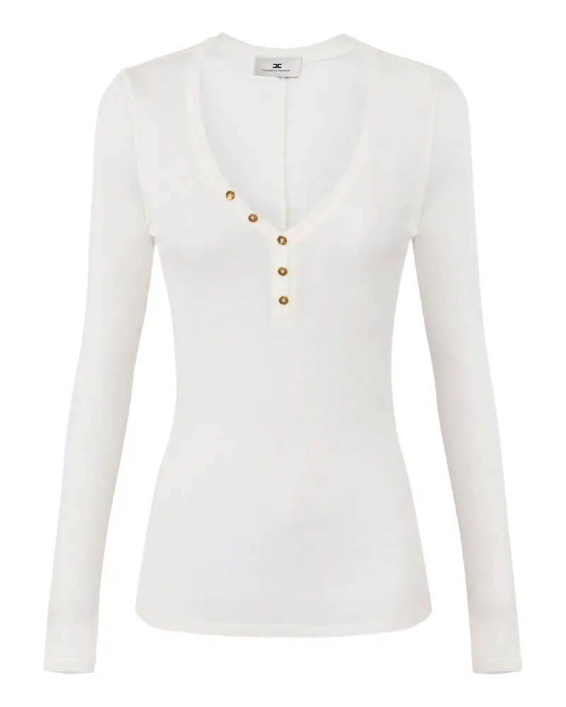 Elisabetta Franchi Oberteil mit Henley-Kragen - Weiß Weiß