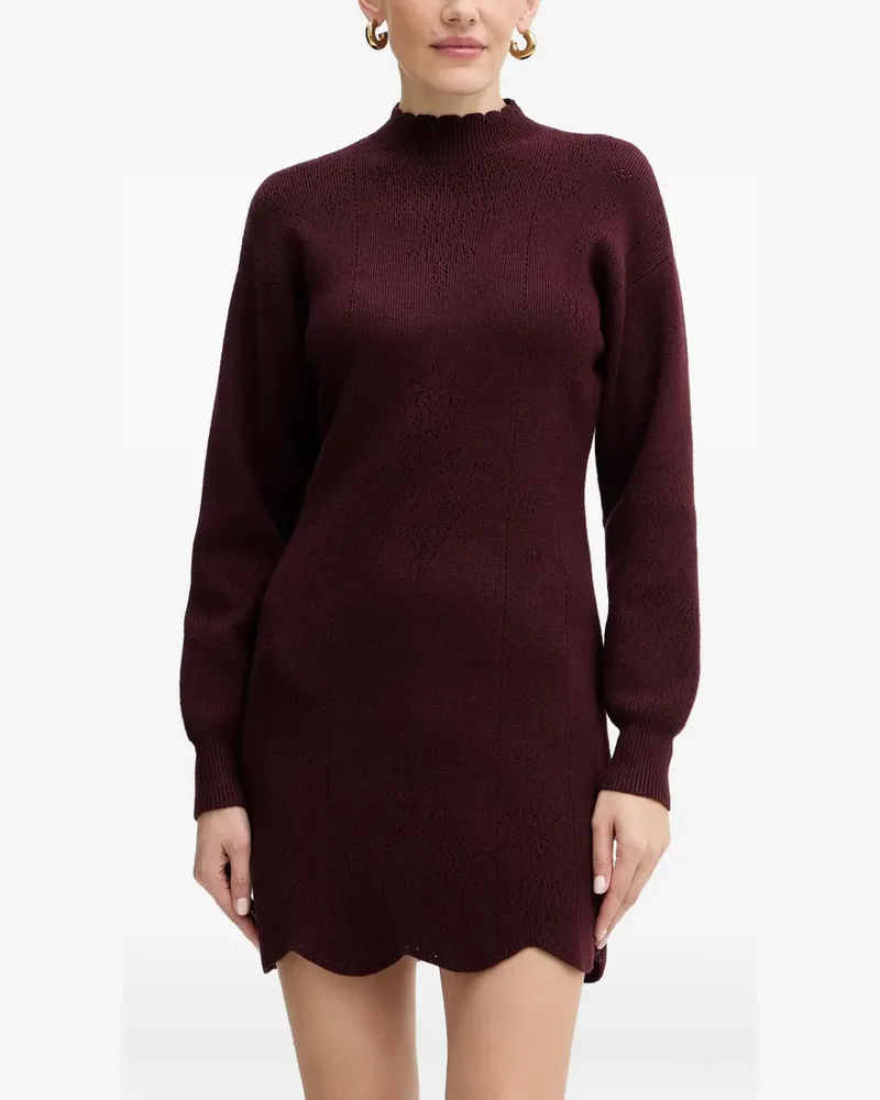 Twin-Set scallop-hem mock-neck mini dress - Rot Rot