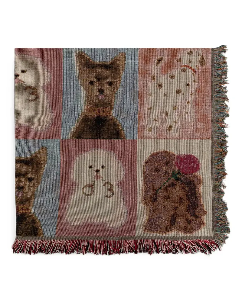 Carne Bollente graphic-print fringed blanket - Braun Braun