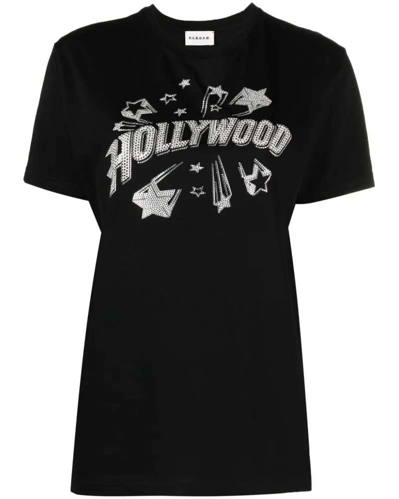 P.A.R.O.S.H. P.A.R.O H. T-Shirt mit Slogan-Print - Schwarz Schwarz