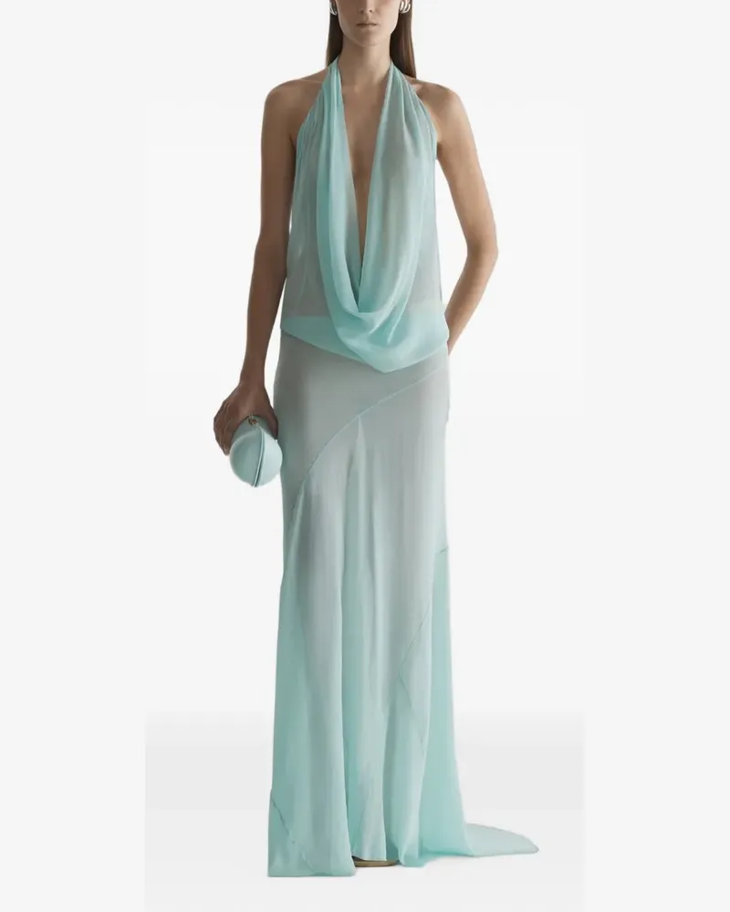 Thierry Mugler Drapiertes Neckholder-Kleid - Blau Blau