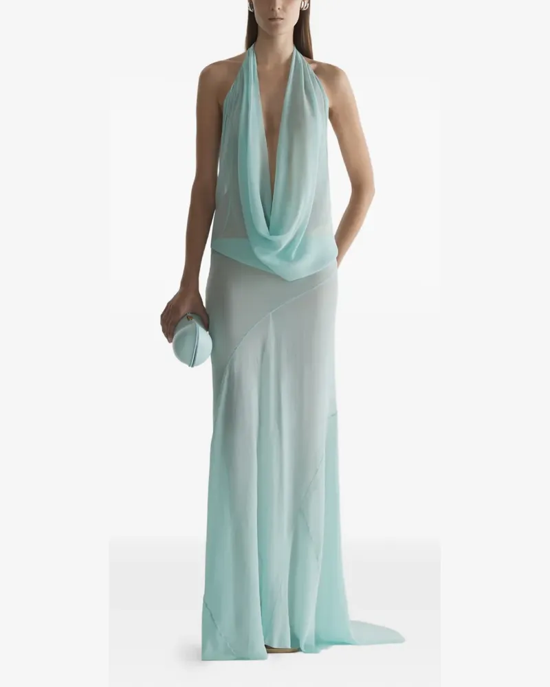 Thierry Mugler Drapiertes Neckholder-Kleid - Blau Blau