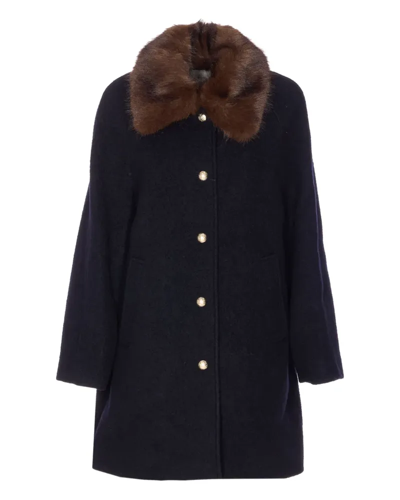 Dunst removable-collar bouclé coat - Blau Blau