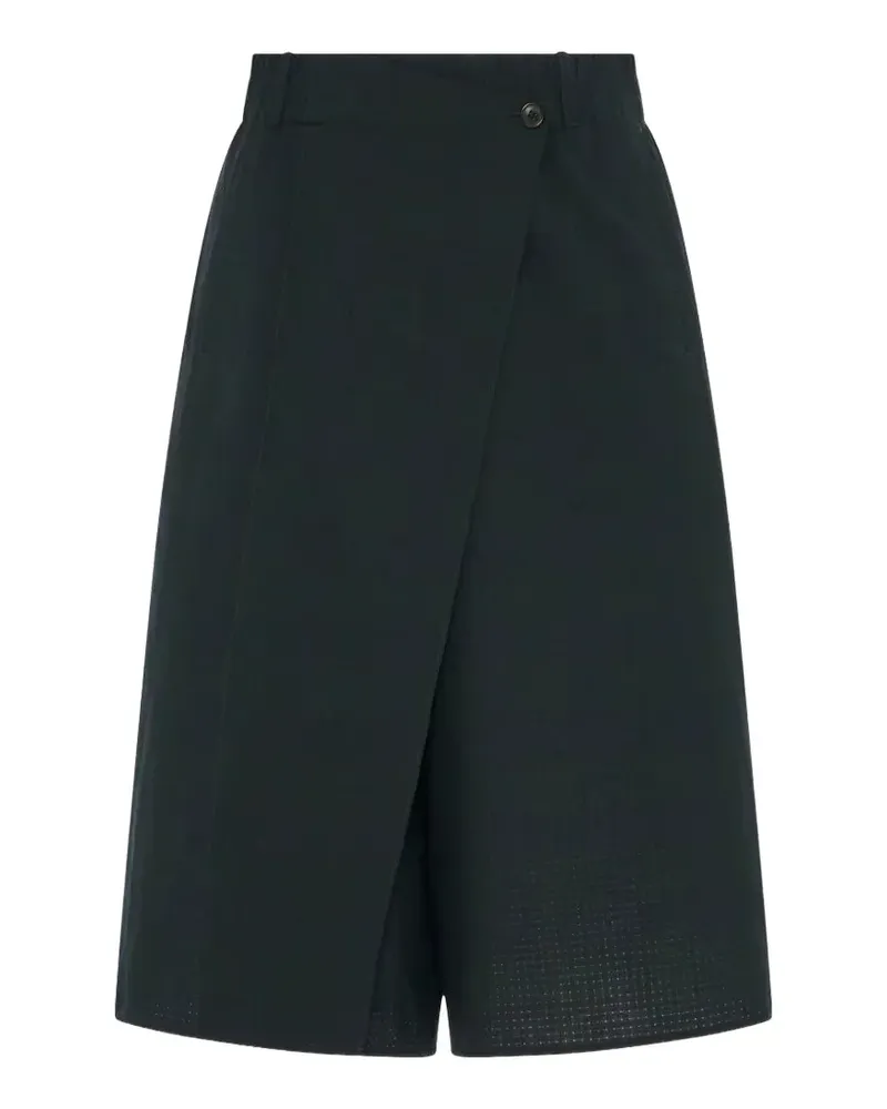 6397 Knielange Shorts mit Wickeldetail - Schwarz Schwarz