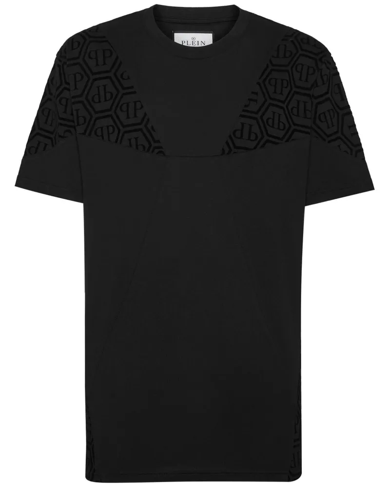 Philipp Plein T-Shirt mit Logo-Einsatz - Schwarz Schwarz