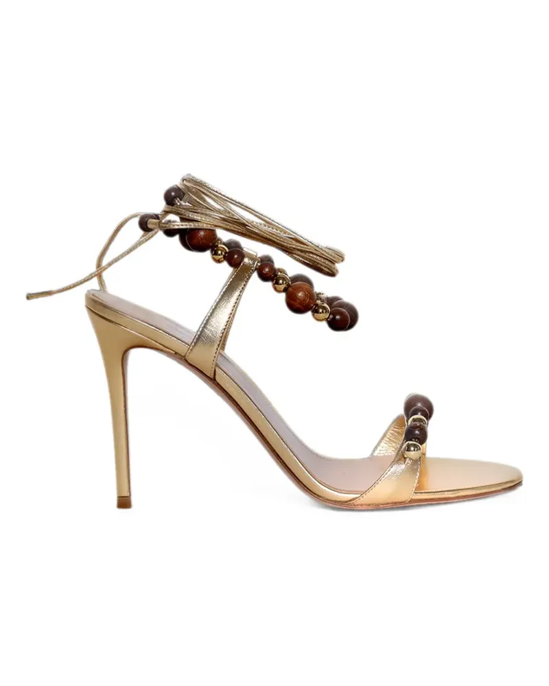Gianvito Rossi Pandawa bead-embellished heeled sandals - Gold Gold