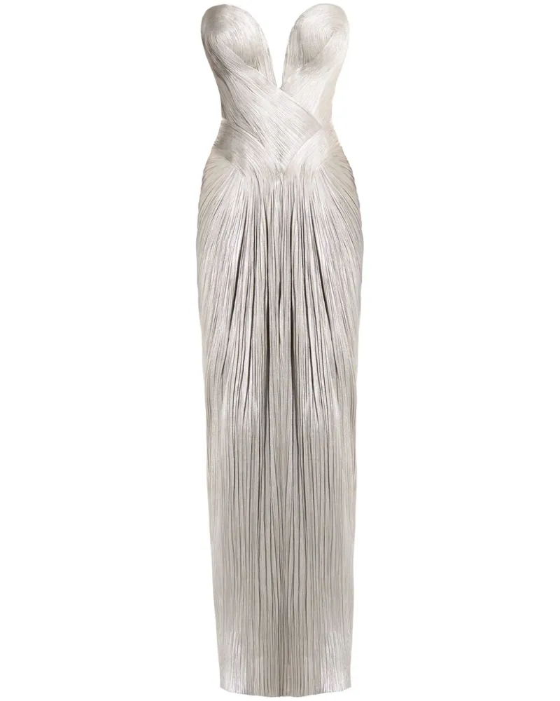 Maria Lucia Hohan Bustier-Abendkleid mit Schlitz - Silber Silber