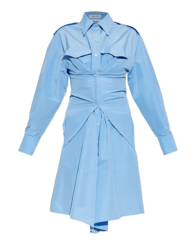 Alexander McQueen gathered asymmetric dress - Blau Blau