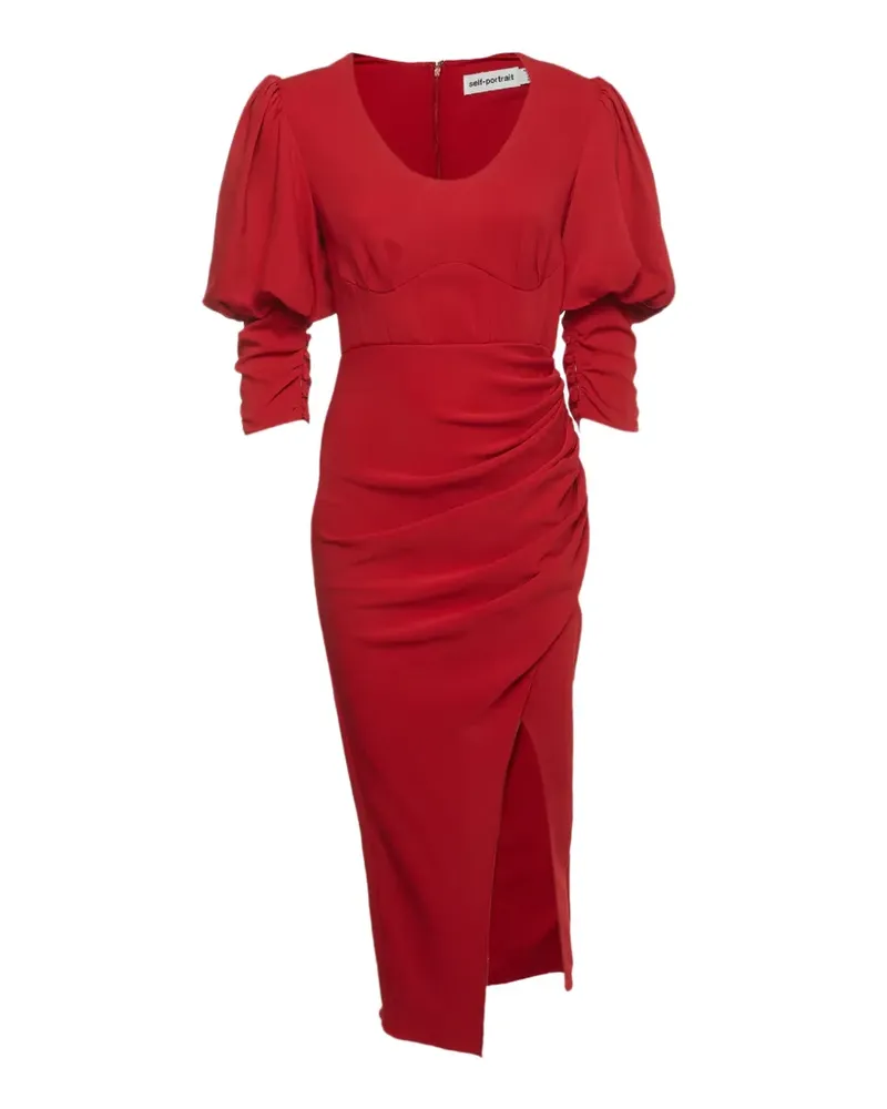 Self-Portrait 2021 draped side-slit midi dress - Rot Rot
