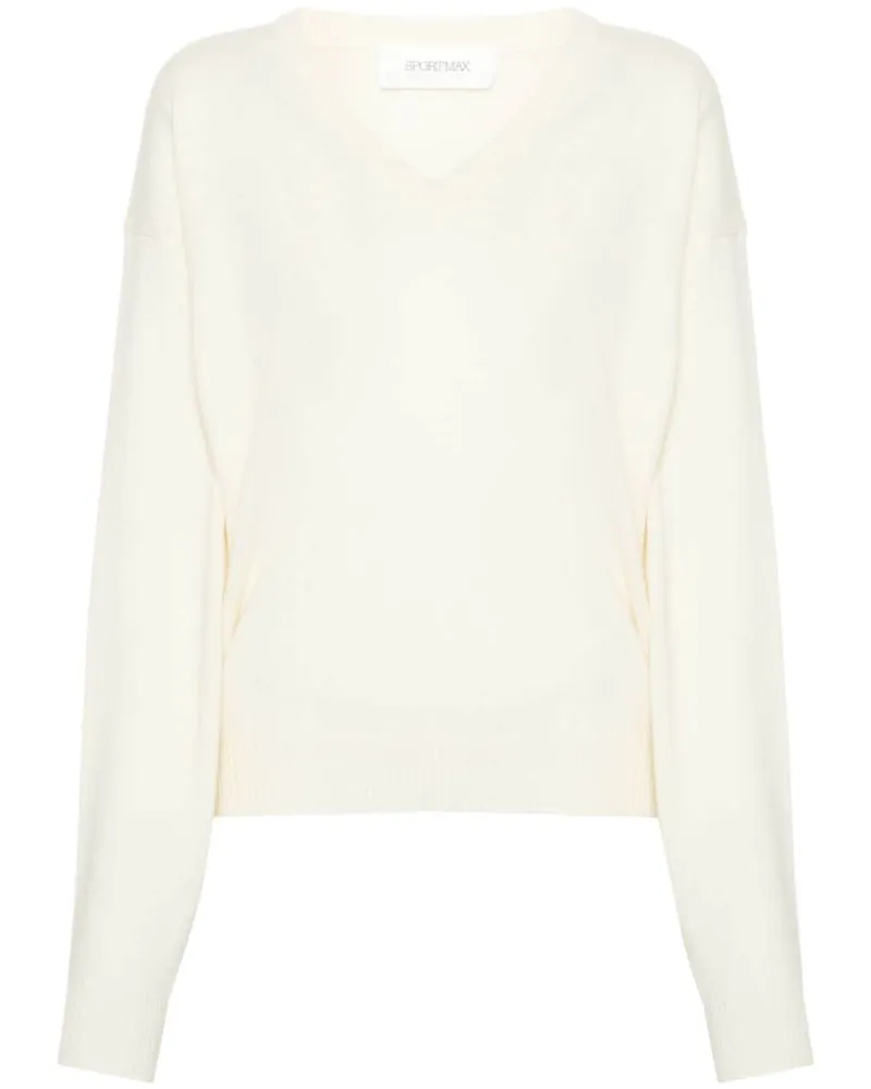 SPORTMAX Etruria Pullover mit V-Ausschnitt Nude