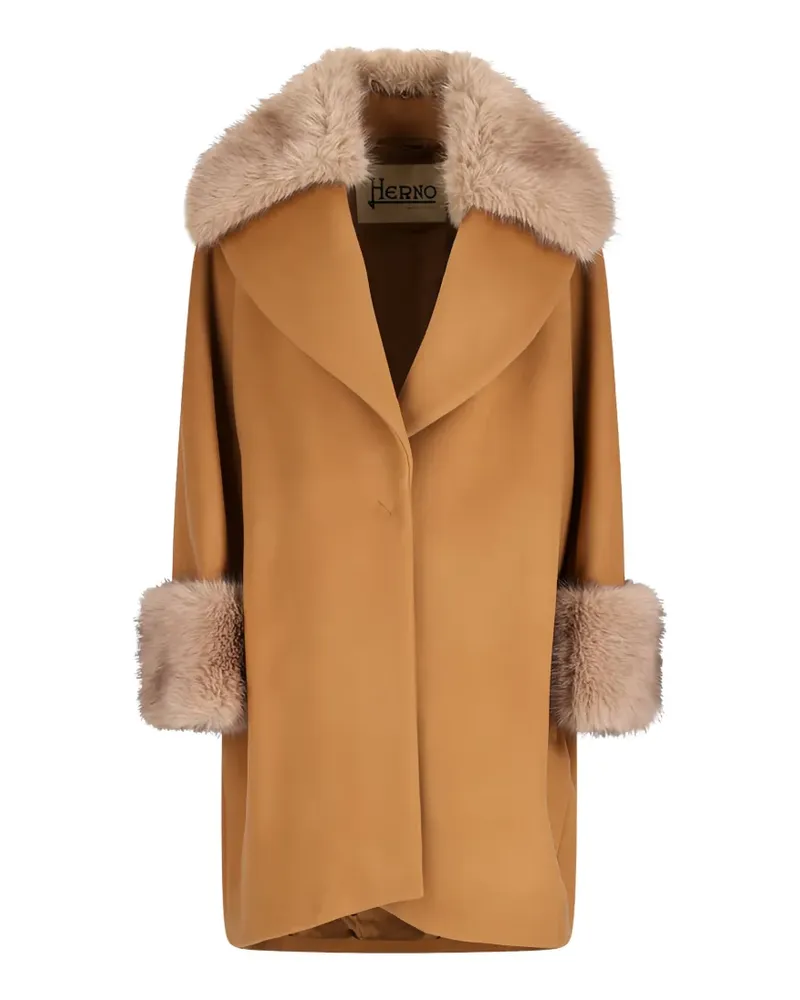 Herno Mantel mit Faux Fur - Nude Nude
