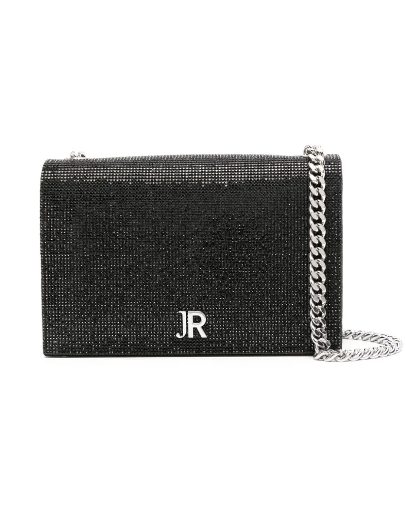 John Richmond Schultertasche mit Logo-Schild - Schwarz Schwarz