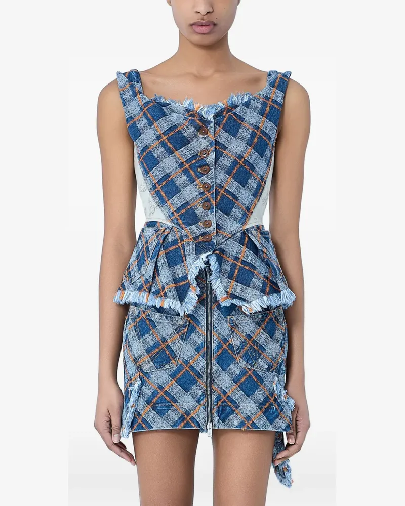 Vivienne Westwood frayed plaid-pattern mini dress - Blau Blau