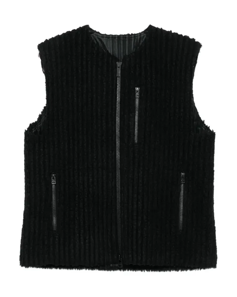 Issey Miyake pleated zip-up gilet - Schwarz Schwarz