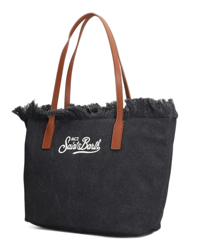 MC2 Saint Barth City fringed logo-embroidered tote bag - Grau Grau