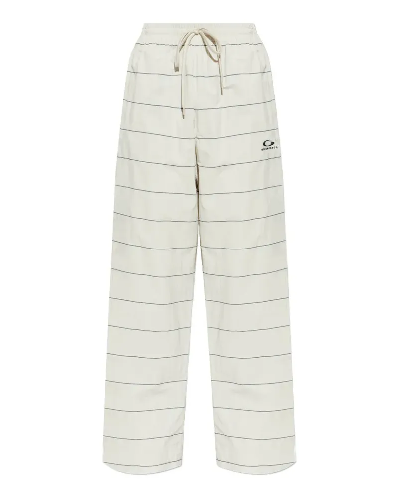 Balenciaga Gestreifte Hose mit Logo - Nude Nude