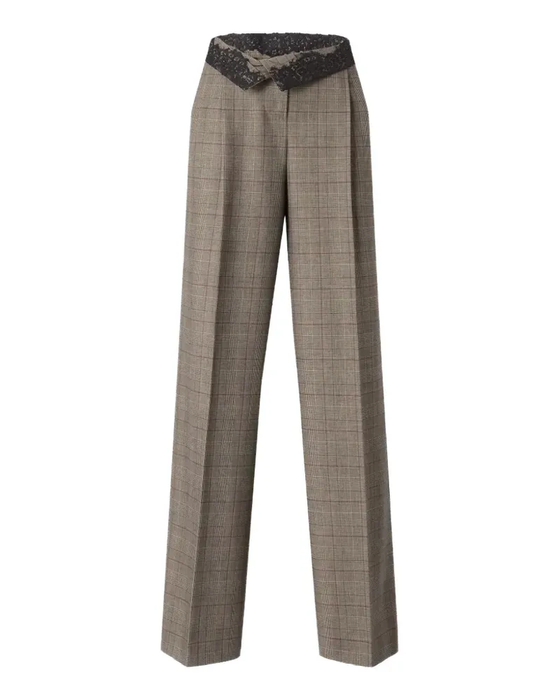 Pinko wide-leg check trousers - Nude Nude
