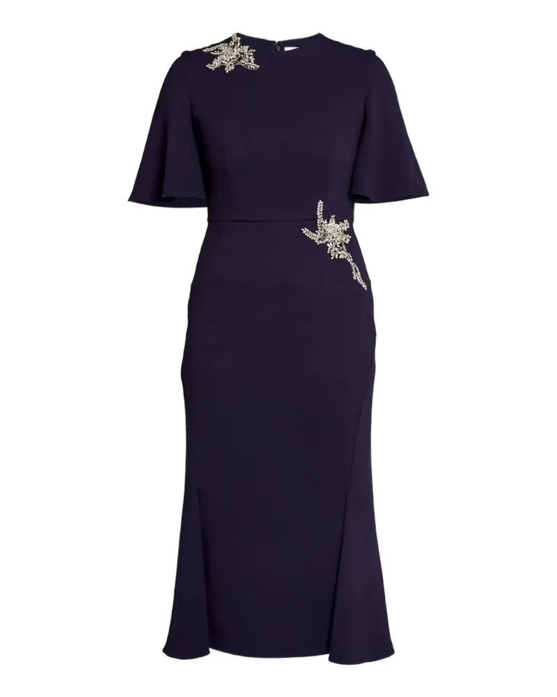 Erdem Verziertes Midikleid mit kurzen Ärmeln - Blau Blau