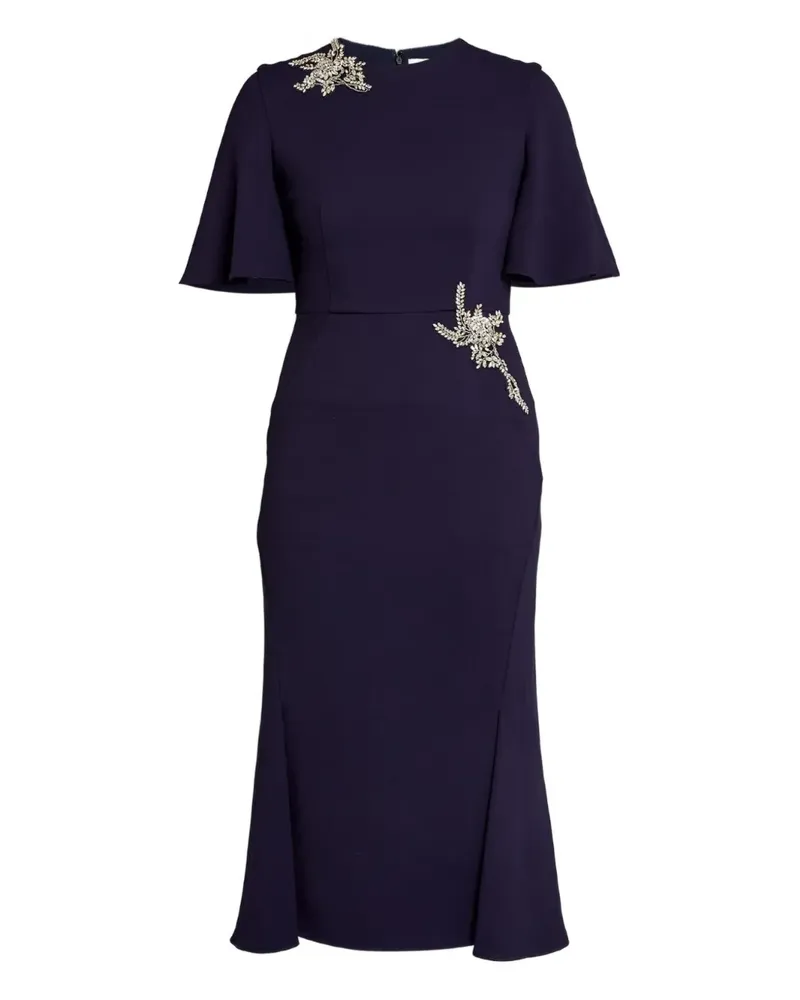 Erdem embellished short-sleeve midi dress - Blau Blau