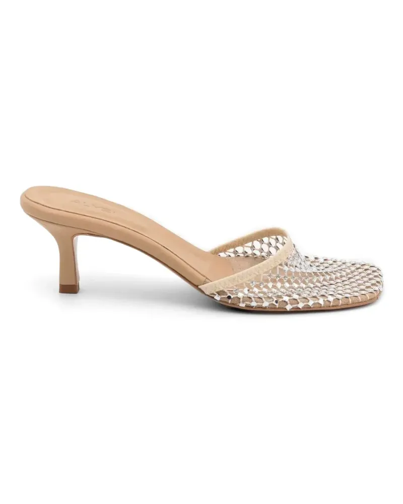 ALYSI crystal-embellished mesh mules - Nude Nude