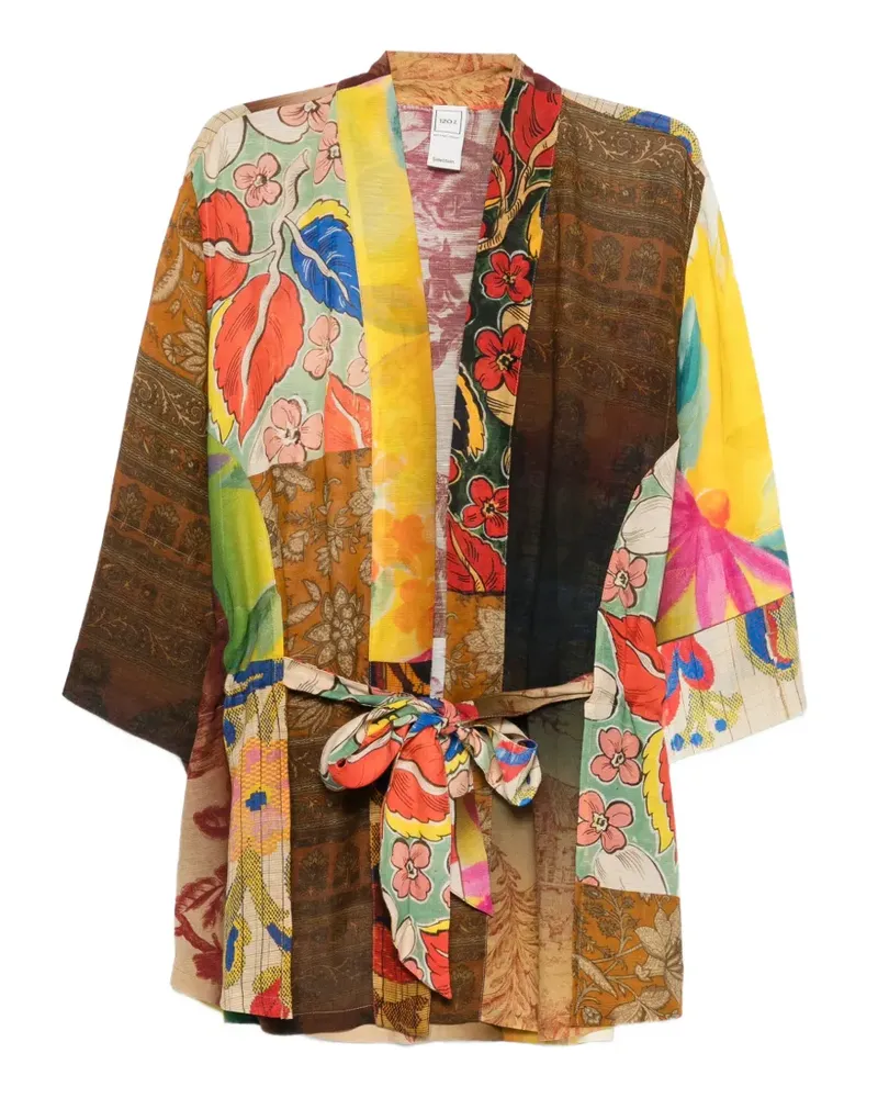 120% Lino floral-print kimono - Braun Braun