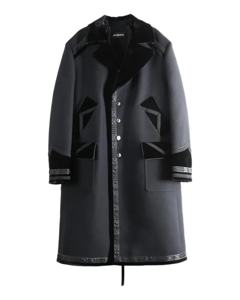 Ann Demeulemeester Havtor velvet-trimmed embroidered coat - Schwarz Schwarz