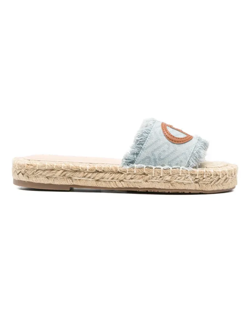 Liu Jo logo-patch frayed flat espadrilles - Blau Blau