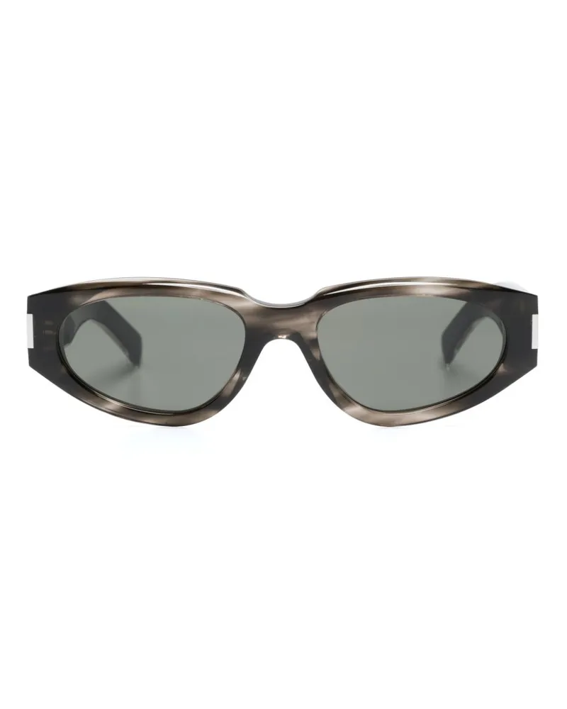 Saint Laurent Ovale Sonnenbrille in Schildpattoptik - Schwarz Schwarz