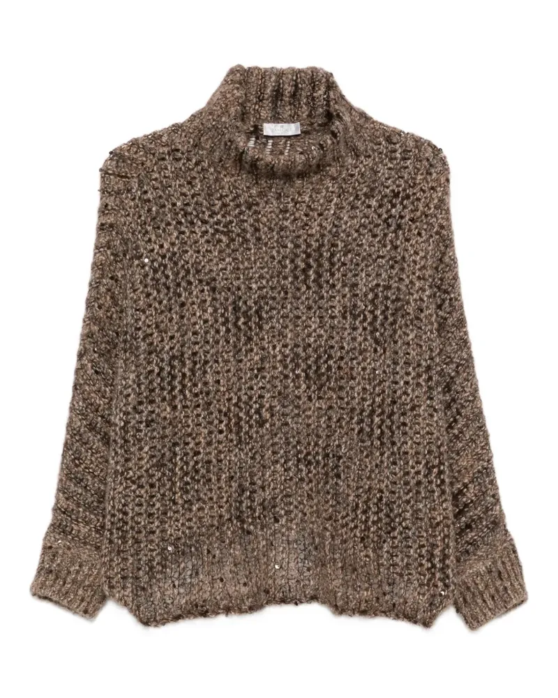 PANICALE Cashmere Rollkragenpullover mit Pailletten - Braun Braun