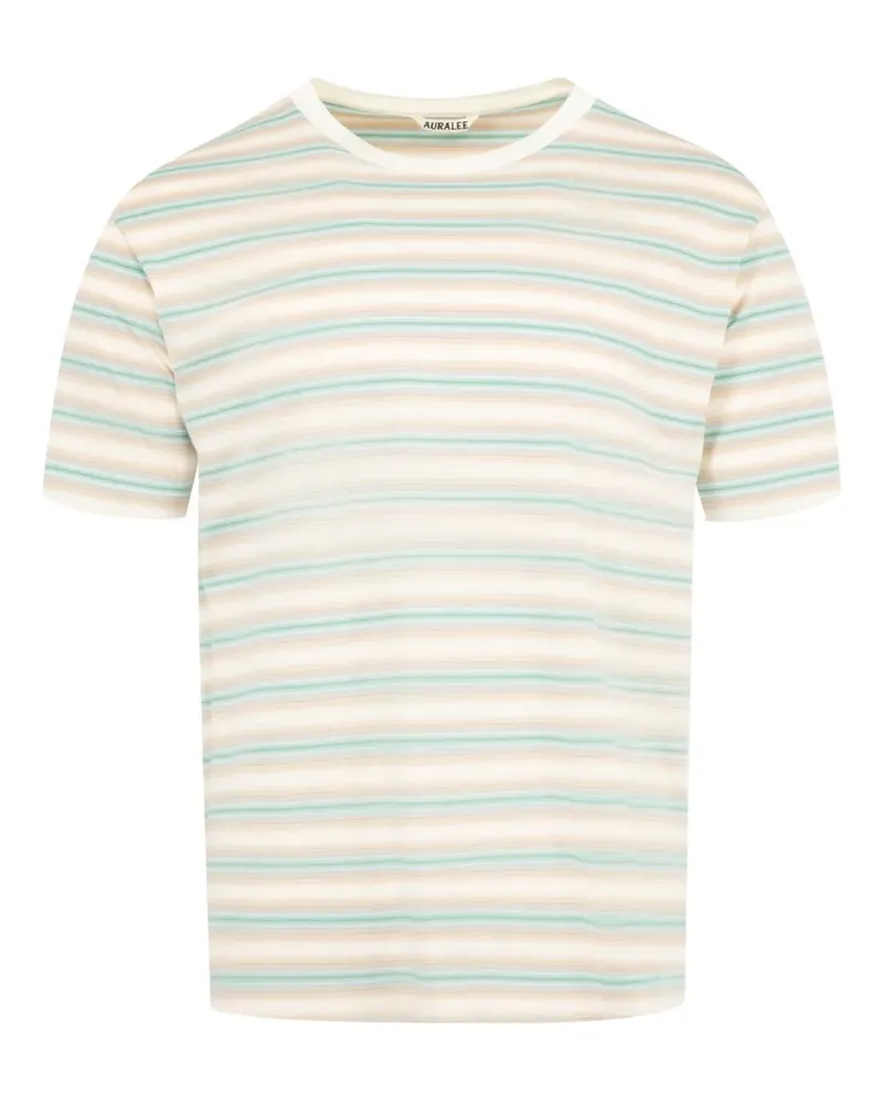 AURALEE Gestreiftes T-Shirt - Nude Nude