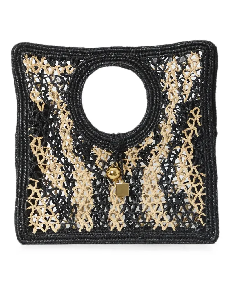 Jacquemus small The Spiaggia raffia tote bag - Schwarz Schwarz