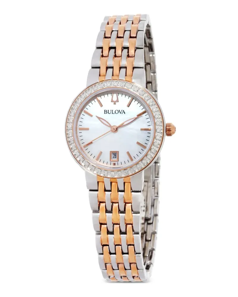 BULOVA crystal bezel two-tone bracelet 30mm watch - Weiß Weiß