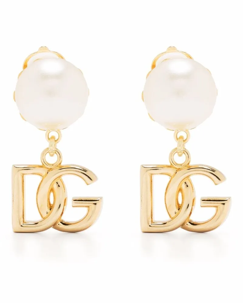 Dolce & Gabbana Hängeohrringe mit DG - Gold Gold