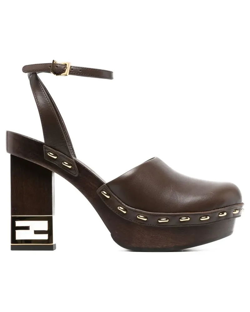 Fendi Pumps mit Monogramm-Absatz - Braun Braun